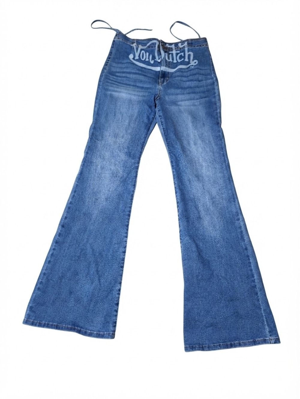 Von Dutch Y2K Graphic Logo Waistband Flare Denim Pants 13
